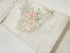 リサイクル　牡丹模様刺繍名古屋帯